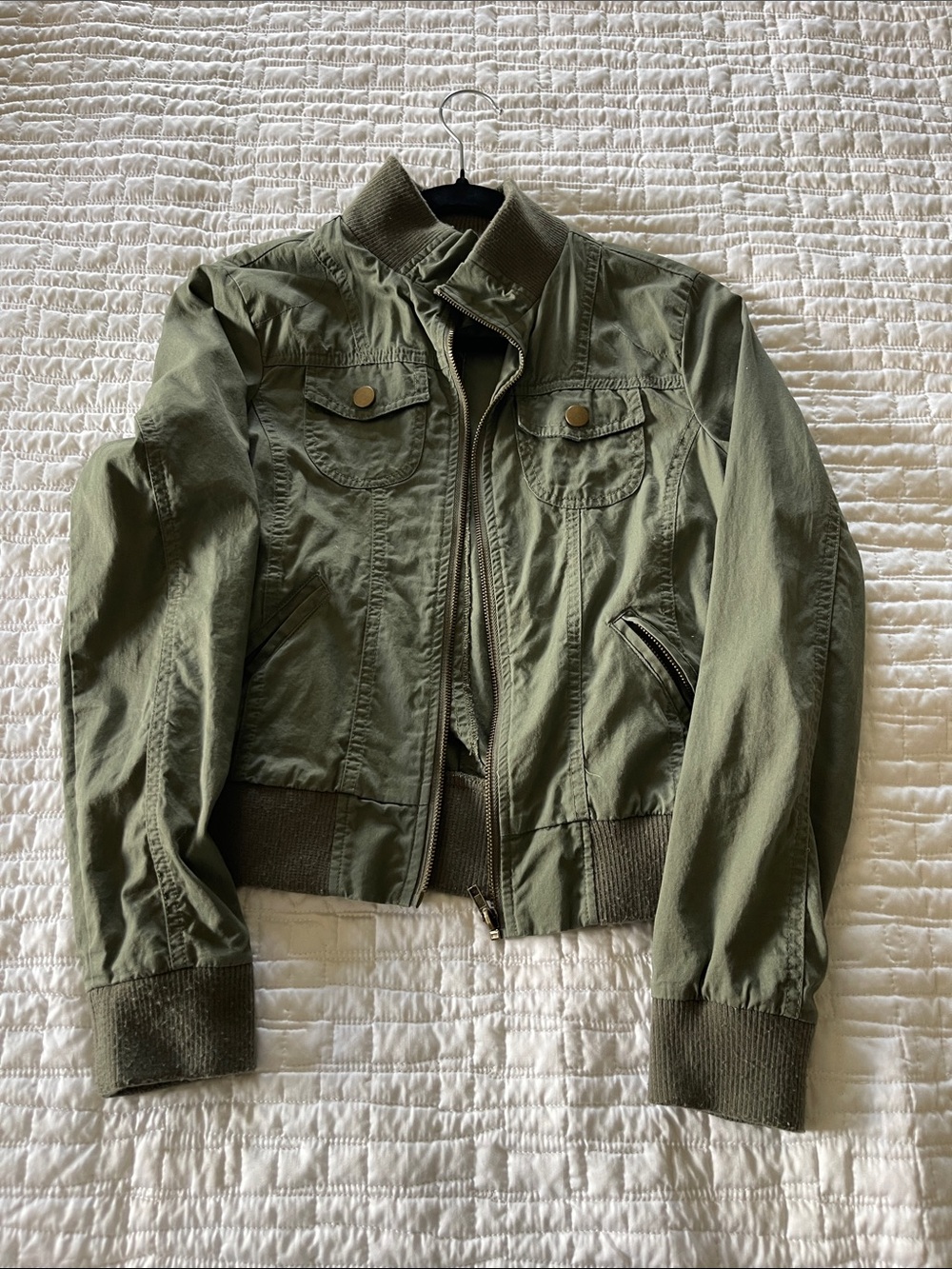 Women's Olive Green Lightweight Bomber Jacket
